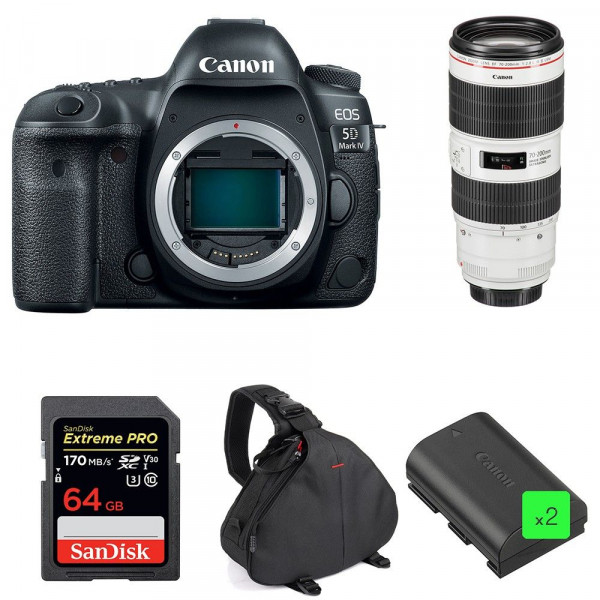 Cámara Canon 5D Mark IV + EF 70-200mm f/2.8L IS III USM + SanDisk 64GB UHS-I SDXC 170 MB/s + 2 LP-E6N + Bolsa-1