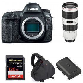 Appareil photo Reflex Canon 5D Mark IV + EF 70-200mm F2.8L IS III USM + SanDisk 128GB UHS-I SDXC 170 MB/s + LP-E6N + Sac-1