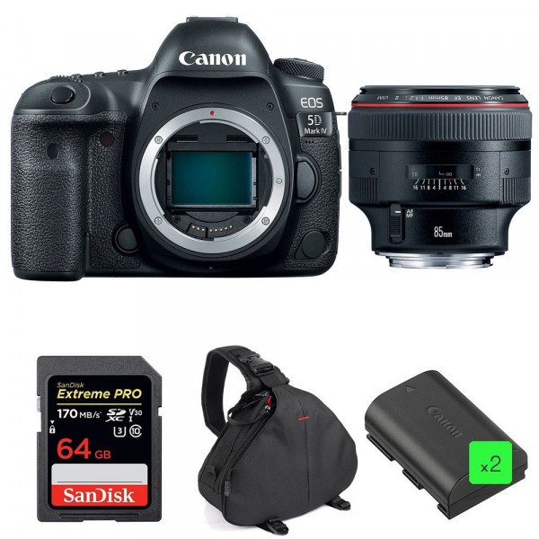 Cámara Canon 5D Mark IV + EF 85mm f/1.2L II USM + SanDisk 64GB UHS-I SDXC 170 MB/s + 2 LP-E6N + Bolsa-1