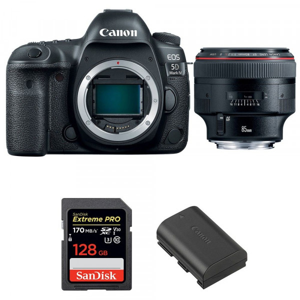 Cámara Canon 5D Mark IV + EF 85mm f/1.2L II USM + SanDisk 128GB Extreme PRO UHS-I SDXC 170 MB/s + LP-E6N-1