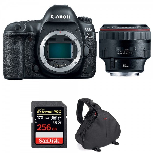 Appareil photo Reflex Canon 5D Mark IV + EF 85mm F1.2L II USM + SanDisk 256GB Extreme PRO UHS-I SDXC 170 MB/s + Sac-1