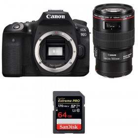 Cámara Canon 90D + EF 100mm f/2.8L Macro IS USM + SanDisk 64GB Extreme PRO UHS-I SDXC 170 MB/s-1