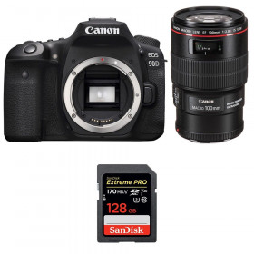 Cámara Canon 90D + EF 100mm f/2.8L Macro IS USM + SanDisk 128GB Extreme PRO UHS-I SDXC 170 MB/s-1