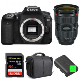 Canon EOS 90D + EF 24-70mm f/2.8L II USM + SanDisk 64GB Extreme PRO UHS-I SDXC 170 MB/s + 2 LP-E6N + Bag-1