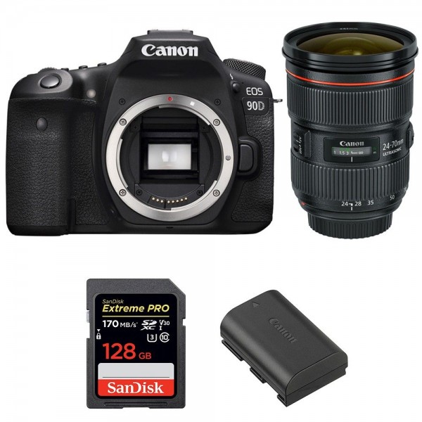 Canon 90D + EF 24-70mm F2.8L II USM + SanDisk 128GB Extreme PRO UHS-I SDXC 170 MB/s + LP-E6N - Appareil photo Reflex|MCZ DIRECT