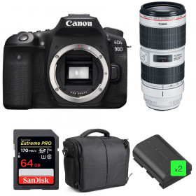Cámara Canon 90D + EF 70-200mm f/2.8L IS III USM + SanDisk 64GB UHS-I SDXC 170 MB/s + 2 LP-E6N + Bolsa| 2 años de garantía-1