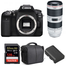 Cámara Canon 90D + EF 70-200mm f/2.8L IS III USM + SanDisk 128GB UHS-I SDXC 170 MB/s + LP-E6N + Bolsa| 2 años de garantía-1