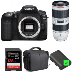 Cámara Canon 90D + EF 70-200mm f/2.8L IS III USM + SanDisk 128GB UHS-I SDXC 170 MB/s + 2 LP-E6N + Bolsa| 2 años de garantía-1