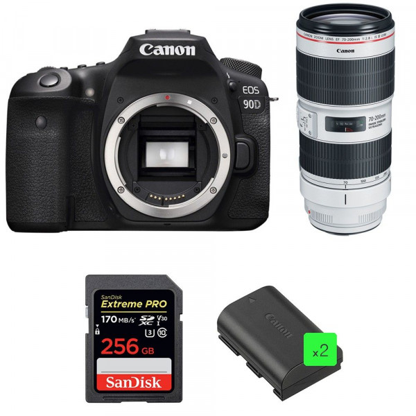 Canon EOS 90D + EF 70-200mm f/2.8L IS III USM + SanDisk 256GB Extreme PRO UHS-I SDXC 170 MB/s + 2 LP-E6N-1