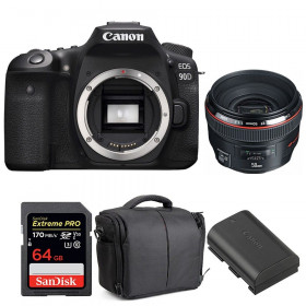 Cámara Canon 90D + EF 50mm f/1.2L USM + SanDisk 64GB UHS-I SDXC 170 MB/s + LP-E6N + Bolsa| 2 años de garantía-1