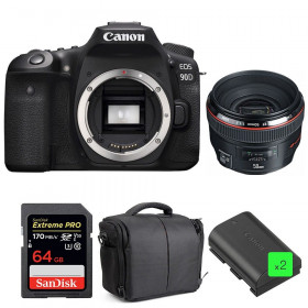 Cámara Canon 90D + EF 50mm f/1.2L USM + SanDisk 64GB UHS-I SDXC 170 MB/s + 2 LP-E6N + Bolsa| 2 años de garantía-1