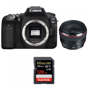 Cámara Canon 90D + EF 50mm f/1.2L USM + SanDisk 128GB Extreme PRO UHS-I SDXC 170 MB/s-1