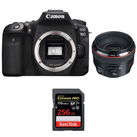Cámara Canon 90D + EF 50mm f/1.2L USM + SanDisk 256GB Extreme PRO UHS-I SDXC 170 MB/s-1