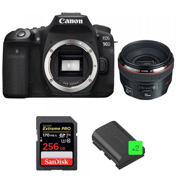 Canon 90D + EF 50mm F1.2L USM + SanDisk 256GB Extreme PRO UHS-I SDXC 170 MB/s + 2 LP-E6N - Appareil photo Reflex-1