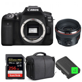 Canon EOS 90D + EF 50mm f/1.2L USM + SanDisk 256GB UHS-I SDXC 170 MB/s + 2 LP-E6N + Bag-1