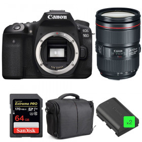 Canon 90D + EF 24-105mm F4L IS II USM + SanDisk 64GB UHS-I SDXC 170 MB/s + 2 LP-E6N + Sac - Appareil photo Reflex-1