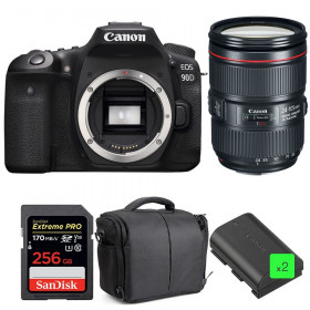 Canon EOS 90D + EF 24-105mm f/4L IS II USM + SanDisk 256GB UHS-I SDXC 170 MB/s + 2 LP-E6N + Bag-1