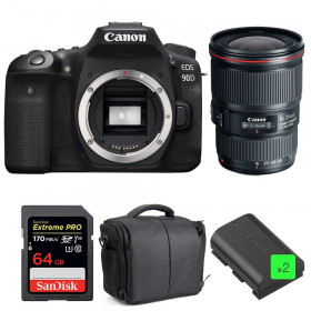 Cámara Canon 90D + EF 16-35mm f/4L IS USM + SanDisk 64GB UHS-I SDXC 170 MB/s + 2 LP-E6N + Bolsa| 2 años de garantía-1