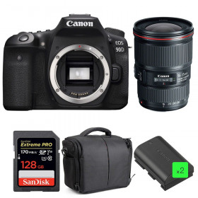 Canon EOS 90D + EF 16-35mm f/4L IS USM + SanDisk 128GB UHS-I SDXC 170 MB/s + 2 LP-E6N + Bag-1