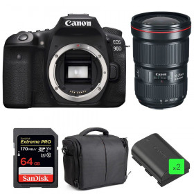 Canon 90D + EF 16-35mm F2.8L III USM + SanDisk 64GB UHS-I SDXC 170 MB/s + 2 LP-E6N + Sac - Appareil photo Reflex-1