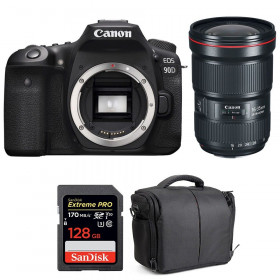 Appareil photo Reflex Canon 90D + EF 16-35mm F2.8L III USM + SanDisk 128GB Extreme PRO UHS-I SDXC 170 MB/s + Sac-1