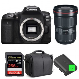 Canon 90D + EF 16-35mm F2.8L III USM + SanDisk 256GB UHS-I SDXC 170 MB/s + 2 LP-E6N + Sac - Appareil photo Reflex-1