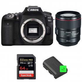 Canon 90D + EF 85mm F1.4L IS USM + SanDisk 64GB Extreme PRO UHS-I SDXC 170 MB/s + 2 LP-E6N - Appareil photo Reflex-1