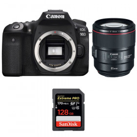 Appareil photo Reflex Canon 90D + EF 85mm F1.4L IS USM + SanDisk 128GB Extreme PRO UHS-I SDXC 170 MB/s-1