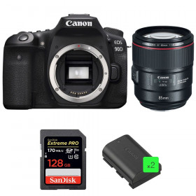 Canon 90D + EF 85mm F1.4L IS USM + SanDisk 128GB Extreme PRO UHS-I SDXC 170 MB/s + 2 LP-E6N - Appareil photo Reflex-1