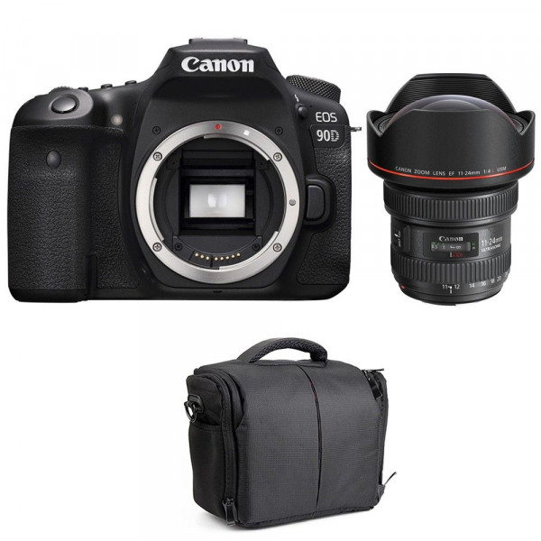 Appareil photo Reflex Canon 90D + EF 11-24mm F4L USM + Sac-1