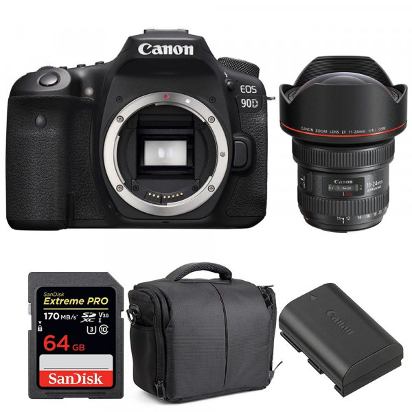 Canon EOS 90D + EF 11-24mm f/4L USM + SanDisk 64GB UHS-I SDXC 170 MB/s + LP-E6N + Bag-1