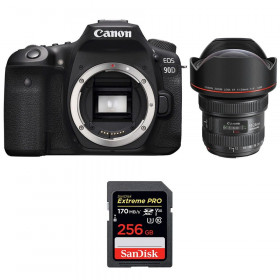 Appareil photo Reflex Canon 90D + EF 11-24mm F4L USM + SanDisk 256GB Extreme PRO UHS-I SDXC 170 MB/s-1