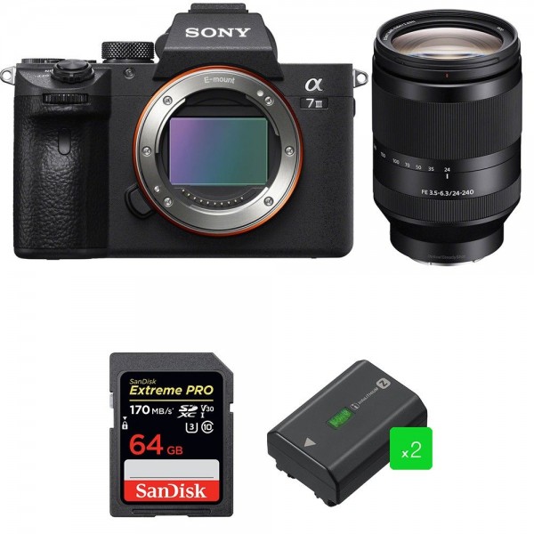 Sony Alpha 7 III + FE 24-240 mm f/3.5-6.3 OSS + SanDisk 64GB Extreme PRO UHS-I SDXC 170 MB/s + 2 NP-FZ100-1