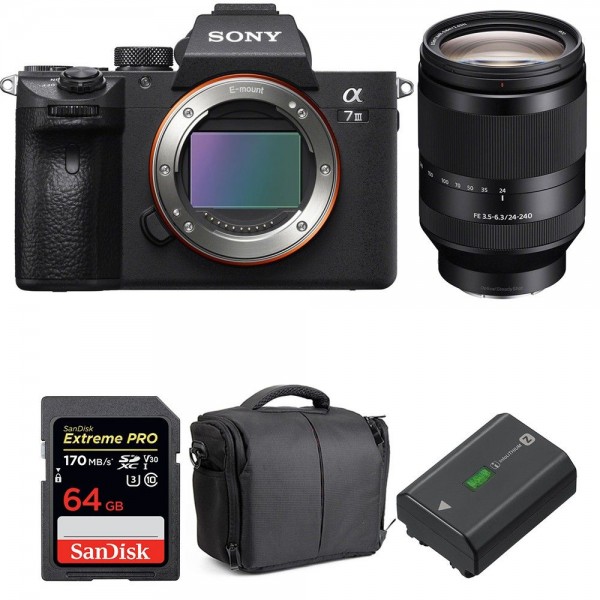 Sony Alpha 7 III + FE 24-240 mm f/3.5-6.3 OSS + SanDisk 64GB UHS-I SDXC 170 MB/s + NP-FZ100 + Bag-1