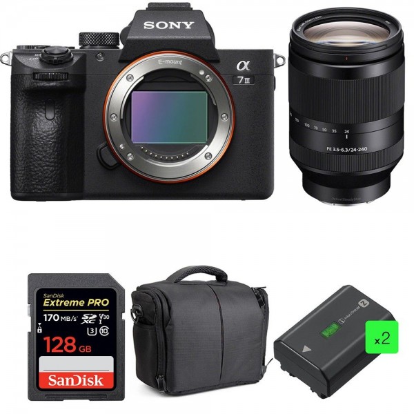 Sony Alpha 7 III + FE 24-240 mm f/3.5-6.3 OSS + SanDisk 128GB UHS-I SDXC 170 MB/s + 2 NP-FZ100 + Bag-1