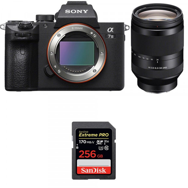 Appareil photo hybride Sony A7 III + FE 24-240 mm F3.5-6.3 OSS + SanDisk 256GB Extreme PRO UHS-I SDXC 170 MB/s-1