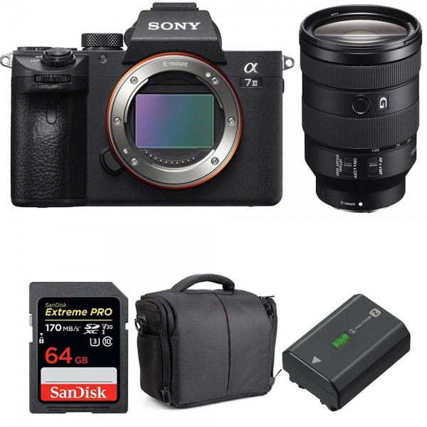 Sony Alpha 7 III + FE 24-105 mm f/4 G OSS + SanDisk 64GB Extreme PRO UHS-I SDXC 170 MB/s + NP-FZ100 + Bag-1