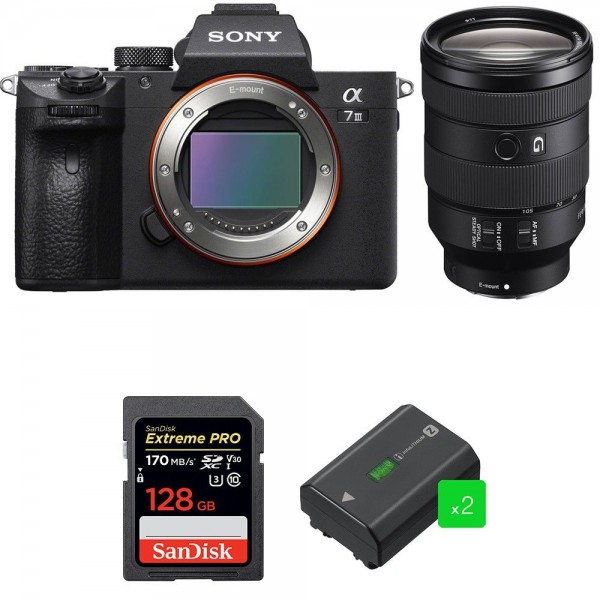 Sony A7 III + FE 24-105 mm F4 G OSS + SanDisk 128GB Extreme PRO UHS-I SDXC 170 MB/s + 2 NP-FZ100 - Appareil Photo Hybride-1