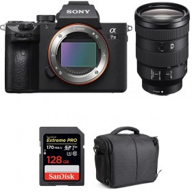 Appareil photo hybride Sony A7 III + FE 24-105 mm F4 G OSS + SanDisk 128GB Extreme PRO UHS-I SDXC 170 MB/s + Sac-1