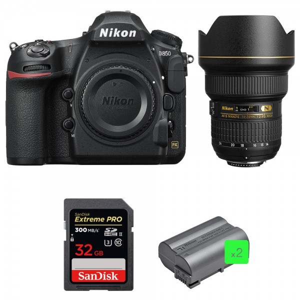 Cámara Nikon D850 + 14-24mm f/2.8G ED + SanDisk 32GB Extreme PRO UHS-II SDXC 300MB/s + 2 EN-EL15b-10