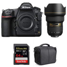 Appareil photo Reflex Nikon D850 + 14-24mm F2.8G ED + SanDisk 64GB Extreme PRO UHS-II SDXC 300MB/s + Sac-10