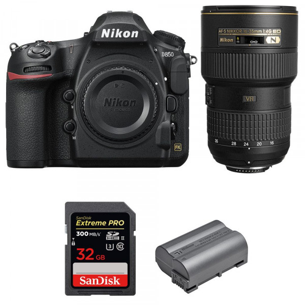Cámara Nikon D850 + 16-35mm f/4G ED VR + SanDisk 32GB Extreme PRO UHS-II SDXC 300MB/s + EN-EL15b-10