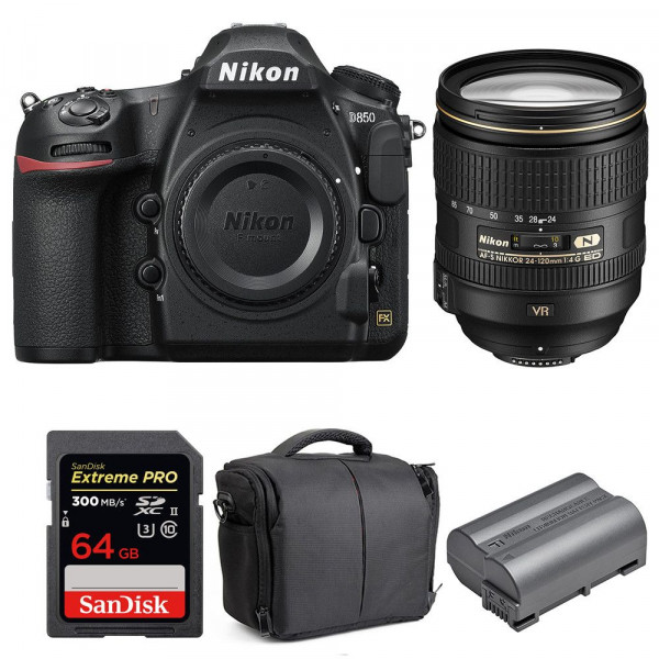 Cámara Nikon D850 + 24-120mm F4 G ED VR + SanDisk 64GB Extreme PRO UHS-II SDXC 300MB/s + EN-EL15b + Bolsa-10