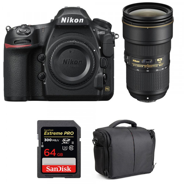 Cámara Nikon D850 + 24-70mm f/2.8E ED VR + SanDisk 64GB Extreme PRO UHS-II SDXC 300MB/s + Bolsa-10
