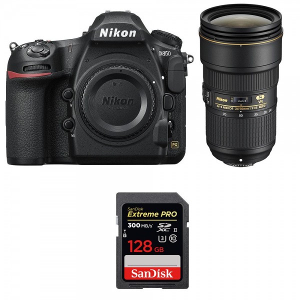 Nikon D850 + 24-70mm F2.8E ED VR + SanDisk 128GB Extreme PRO UHS-II SDXC 300MB/s - Appareil photo Reflex|MCZ DIRECT