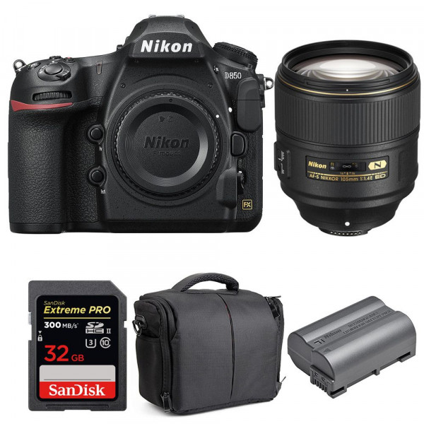 Cámara Nikon D850 + 105mm f/1.4E ED + SanDisk 32GB Extreme PRO UHS-II SDXC 300MB/s + EN-EL15b + Bolsa-10