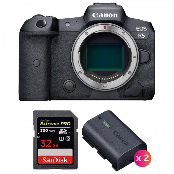 Canon EOS R5 Cuerpo + SanDisk 32GB Extreme PRO UHS-II SDXC 300 MB/s + 2 Canon LP-E6NH - Camara mirrorless Canon Canon EOS R5 2.526,00 € MCZ DIRECT