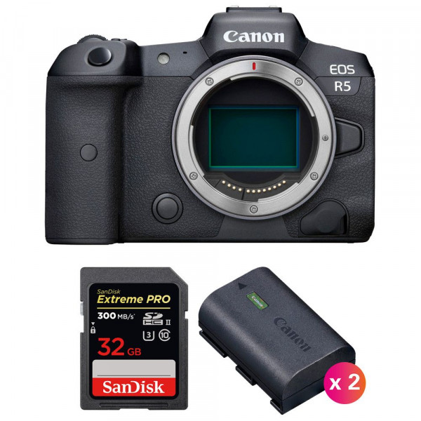 Canon R5 Nu + SanDisk 32GB Extreme PRO UHS-II SDXC 300 MB/s + 2 Canon LP-E6NH - Appareil Photo Professionnel-1