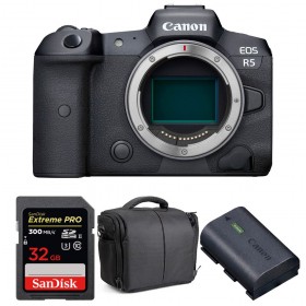 Cámara mirrorless Canon R5 Cuerpo + SanDisk 32GB Extreme PRO UHS-II SDXC 300 MB/s + Canon LP-E6NH + Bolsa-1