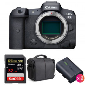 Cámara mirrorless Canon R5 Cuerpo + SanDisk 32GB Extreme PRO UHS-II SDXC 300 MB/s + 2 Canon LP-E6NH + Bolsa-1